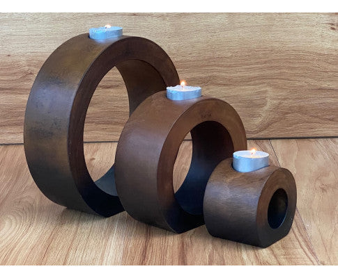 Candle holder set of 3 concentric wooden designed stye