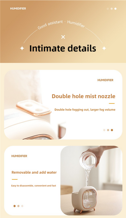 Beige USB Desktop Dual Mist Cute Humidifier with Essential Oil Diffuser, 500ml Large Capacity, Quiet Aromatherapy Machine for Bedroom and Office(without essential oil)