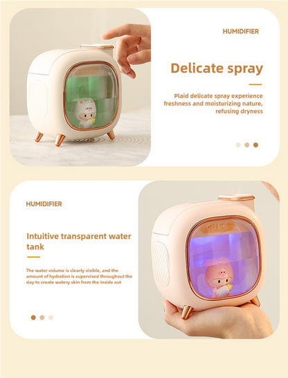 Beige USB Desktop Dual Mist Cute Humidifier with Essential Oil Diffuser, 500ml Large Capacity, Quiet Aromatherapy Machine for Bedroom and Office(without essential oil)