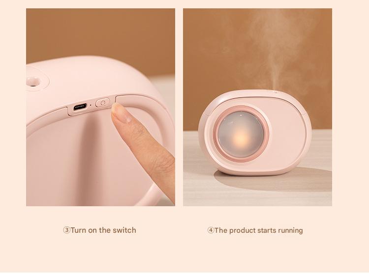 Compact Dual-Nozzle Humidifier with Ambient Light - USB-C Rechargeable, Two Mist Modes(Pink)