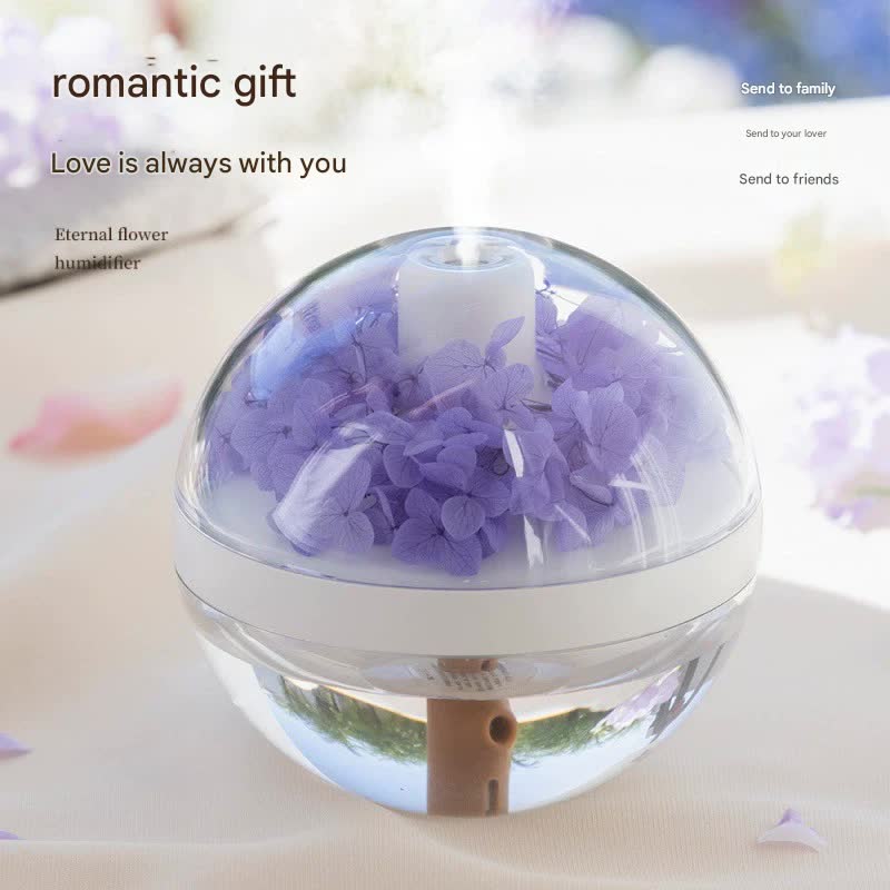 Eternal Flower Wireless Humidifier & Night Light - 270ml, 800mAh Rechargeable, Quiet Operation(pink)
