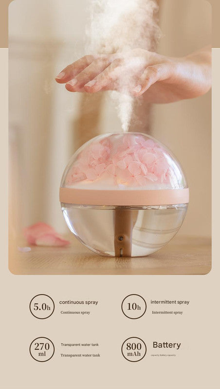 Eternal Flower Wireless Humidifier & Night Light - 270ml, 800mAh Rechargeable, Quiet Operation(blue)
