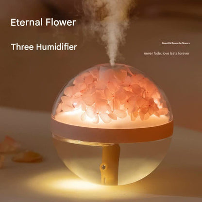 Eternal Flower Wireless Humidifier & Night Light - 270ml, 800mAh Rechargeable, Quiet Operation(purple)